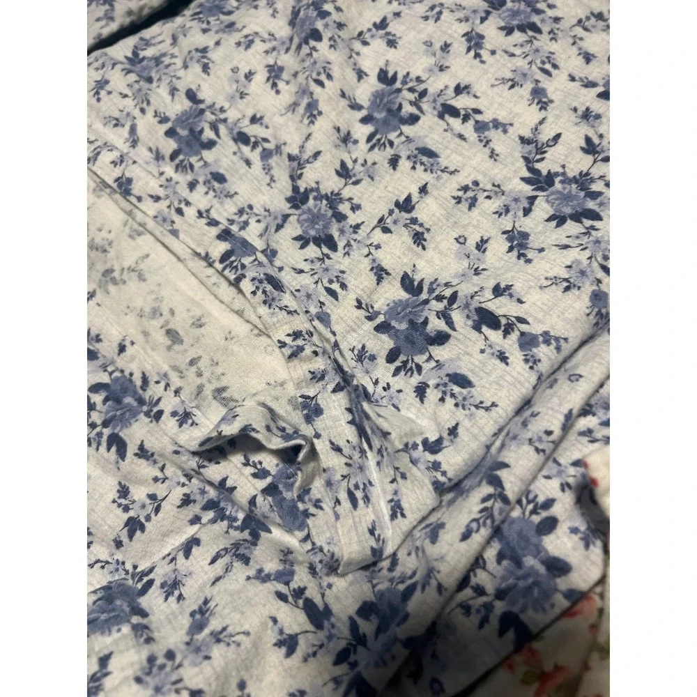 Modern Threads Twin Sheets set 2 Floral Red Blue 100% Cotton flannel Cottagecore